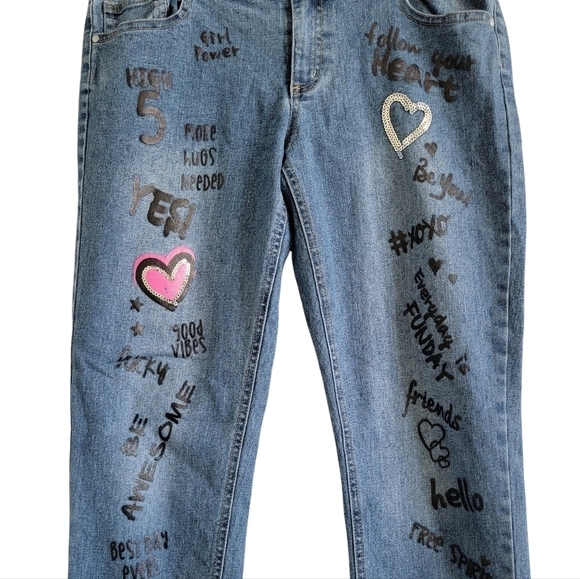 🟠4 for $25🟠 TOTAL GIRL PAINTED SEQUINED JEANS SIZE 16.5 PLUS - Picture 4 of 11